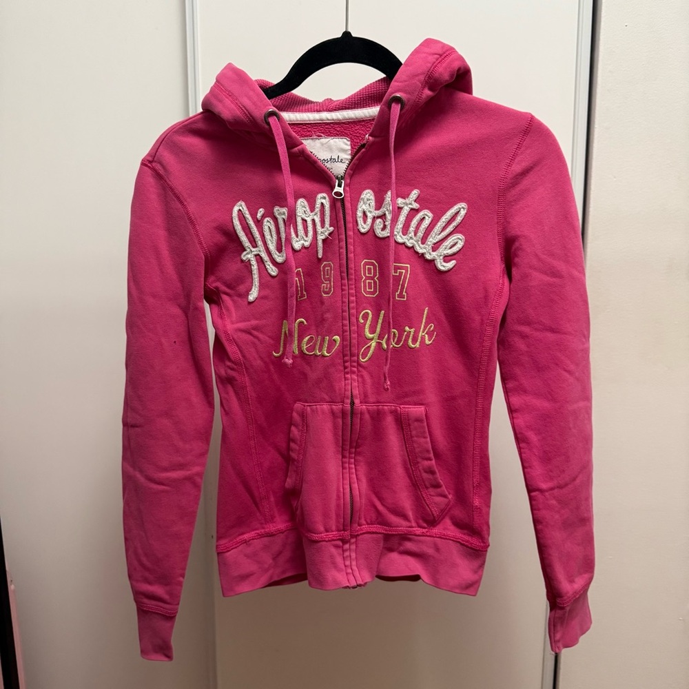 Aeropostale Vibrant Pink Zip-Up Hoodie